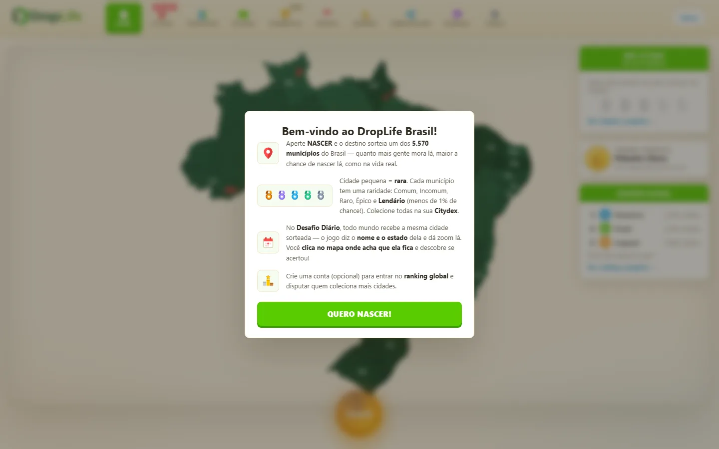 Tela do projeto DropLife Brasil