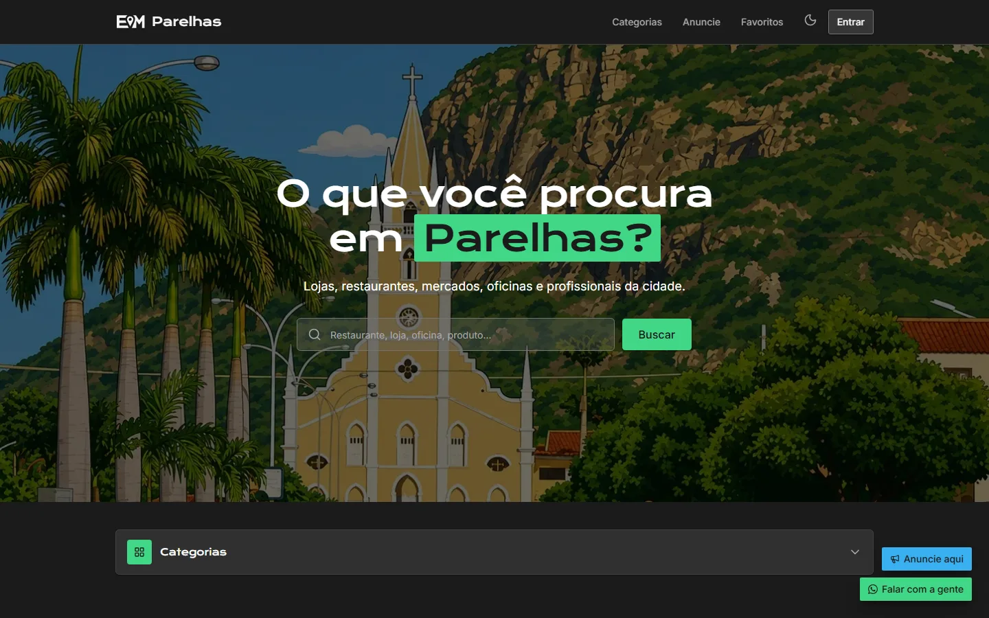 Tela do projeto Em Parelhas